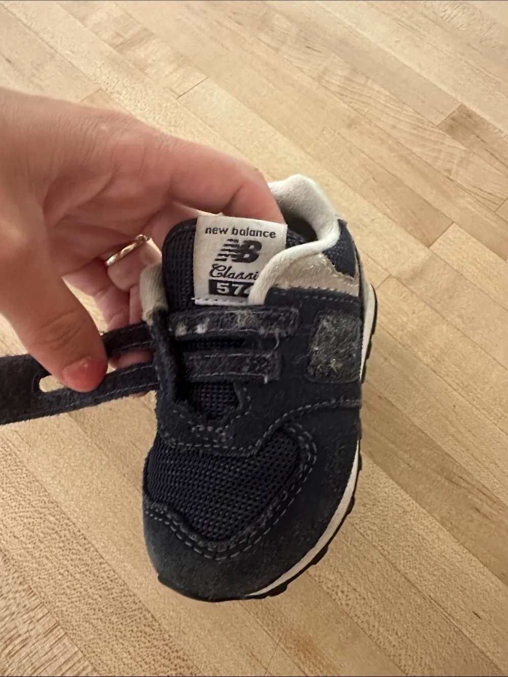 New Balance Toddler Navy and White Hook-and-Loop Sneakers